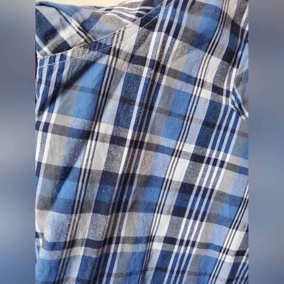 Blue Gear Blue & White Plaid Long Sleeve Button-Up Dress Shirt Men's Size 5X - Picture 4 of 5